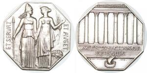 P2510 France Médaille Art Deco Belmondo Agents Change Bourse 1967 Paris Argent SPL