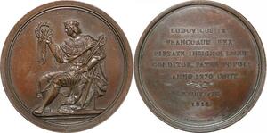 P2538 France Médaille Louis XVIII En l'honneur Louix IX 1814 Roussel Desnoyers SPL