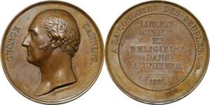P2542 Rare France Médaille Charles X Décès George Canning 1827 Galle Desnoyers SUP