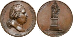 P2545 France Médaille Louis XVIII Hommage Statue Tour Sedan 1823 Andrieu Desnoyers SUP