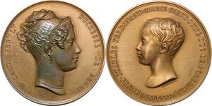 P2550 France Médaille Charles X Duchesse de Berry Bordeaux 1827 Dubois Desnoyers SUP