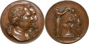 P2553 Rare France Médaille Henri IV Louis XVIII Bourbons 1821 Desboeufs Desnoyers SPL