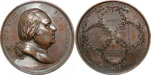 P2556 Rare France Médaille Louis XVIII Académie 1816 De Puymaurin Desnoyers SPL