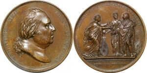 P2559 Rare France Médaille Louis XVIII Arrivée Calais 1814 De Puymaurin Desnoyers SPL