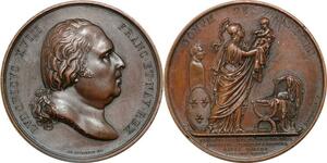 P2561 France Médaille Louis XVIII Naissance de Henri V 1820 Depaulis Desnoyers SPL