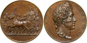 P2568 Rare France Médaille Charles X voyages dépts Nord 1827 Depaulis Desnoyers SPL