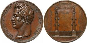 P2569 Tres Rare France Médaille Charles X Election barrière Pantin 1825 Desnoyers SPL