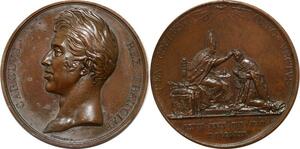 P2570 Rare France Médaille Charles X sacre Reims 1825 Gayrard Desnoyers SUP