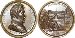 P2575 Rare France Médaille Charles X Chateau Versailles Michaut Né 1767 Desnoyers SPL