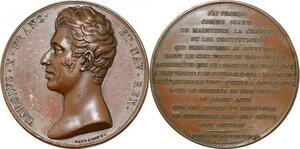 P2580 Rare France Médaille Charles X Discours Roi 17 sept 1824 Gayrard  Desnoyers SUP