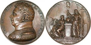 P2585 Rare France Médaille Duc de Berry église Saint Maurice Lille 1822 Desnoyers SUP