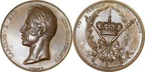 P2593 Rare France Médaille Charles X Ivs Principis Popvli Salvs 1823 Desnoyers SUP