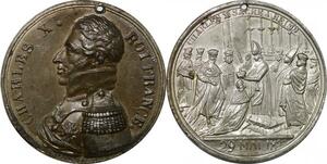 P2610 Rare France Médaille Charles X sacre Roi 1825 29 Mai 1825 Desnoyers SUP