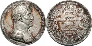 P2629 Rare France Médaille Charles X Nous l'aimons tous Vive le Roi 1825 Desnoyers