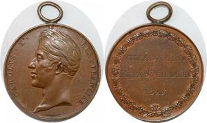 P2636 Rare France Médaille Charles X Ville Amiens Fête St Charles 1825 Desnoyers