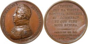 P2651 Rare France Médaille Charles X Avènement Trône 1824 Couronne Desnoyers SUP