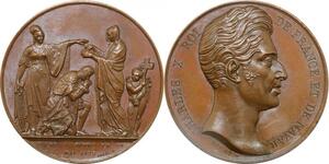 P2652 Rare France Médaille Charles X sacre Reims Rogat 1825 Desnoyers SPL