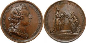 P2664 France Médaille Louis XV naissance Artois Roëttiers 1757 Paris Desnoyers SUP