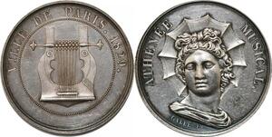 P2677 France Médaille Charles X Athénée Musical Paris 1829 Galle Argent Desnoyers SUP