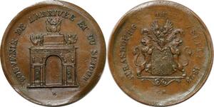 P2679 Inedit Tres Rare France Jeton Sejour Charles X Roi Strasbourg 1828 Desnoyers