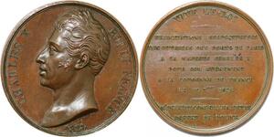 P2681 France Médaille Charles X Delayau Conseil Etat Préfet Police 1824 Desnoyers SUP