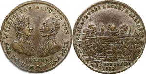 P2683 Medal Great Britain Germany Wellington Battle Waterloo 1815 Desnoyers AU