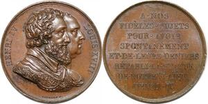 P2686 France Médaille Henri IV Louis XVIII Statut Henri IV Gayrard 1817 Desnoyers SPL
