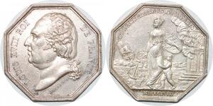 P2711 Médaille Louis XVIII Compagnie Assurance Paris 1818 Barre Desnoyers SUP