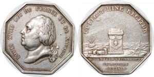 P2714 France Médaille Louis XVIII Chambre Commerce Ville Lille Gayrard Desnoyers