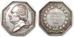 P2716 Médaille Louis XVIII Ordonnances Roi 1819 Assurances Barre Desnoyers SUP