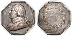 P2723 Rare Médaille Louis XVIII Compagnie Salines Est 1814 Desnoyers SUP