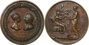 P2729 Médaille Naissance Duc Duchesse Berry 1820 Montagny Desnoyers SPL