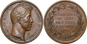 P2731 Médaille Charles X Visite camp St Omer 1827 Dubois Desnoyers SPL