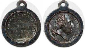 P2766 Rare France 11mm Médaille Louis XVIII mort 1824 Desnoyers SUP