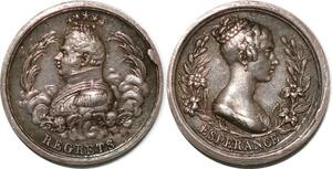 P2768 Rare France 12mm Médaille Charles X Caroline Espérance Regrets Desnoyers SPL