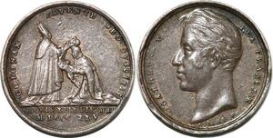 P2770 Rare France 14mm Médaille Charles X Trône France 1825 Desnoyers SUP