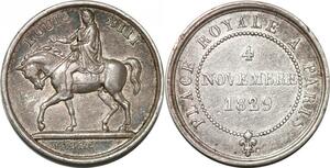 P2772 France Médaille statut Louis XIII Plave Royale Paris 1829 Barre Desnoyers SPL