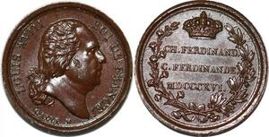P2780 Rare France Médaille Louis XVIII Charles Ferdinand 1816 Galle Desnoyers SPL