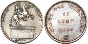 P2783 Rare France Médaille Statut Louis XIV place Victoires 1822 Paris Desnoyers SUP