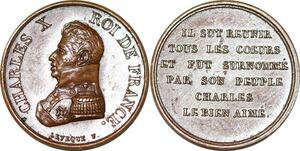 P2788 Rare France Médaille Charles X Le bien aimé Levèque Desnoyers SUP