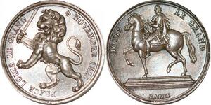 P2794 Rare France Médaille Statut Louis XIV le Grand 1825 Lyon Desnoyers SUP