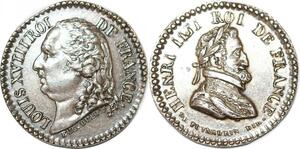 P2795 Rare France Médaille Henri IV Louis XVIII Dubois Desnoyers SPL