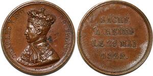 P2803 Rare France Médaille Charles X Sacré Reims 1825 Vivier Desnoyers SPL