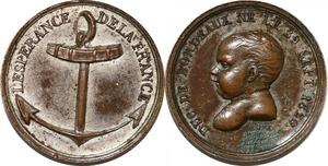 P2810 Rare France Médaille Duc de Bordeaux Espérance 1820 Desnoyers SPL