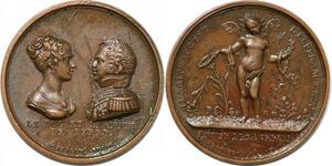 P2814 Rare France Médaille Duc Duchesse Berry Amour Vertu Desnoyers SUP