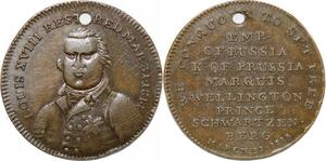 P2821 UK Satiric Medal Louis XVIII Russia Prussia Marquis Wellington Desnoyers