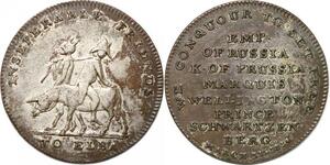 P2830 UK Satiric Medal Napoleon Elba Russia Prussia Desnoyers AU