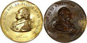 P2837 France Médaille Cliché uniface Louis XVIII France Navarre Michel Desnoyers SUP
