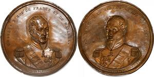 P2838 Rare France Médaille Cliché uniface Charles X Navarre 1824 Desnoyers SPL