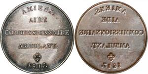 P2843 France Médaille Uniface Louis XVIII Aide Ambulant Amiens 1817 Desnoyers SUP